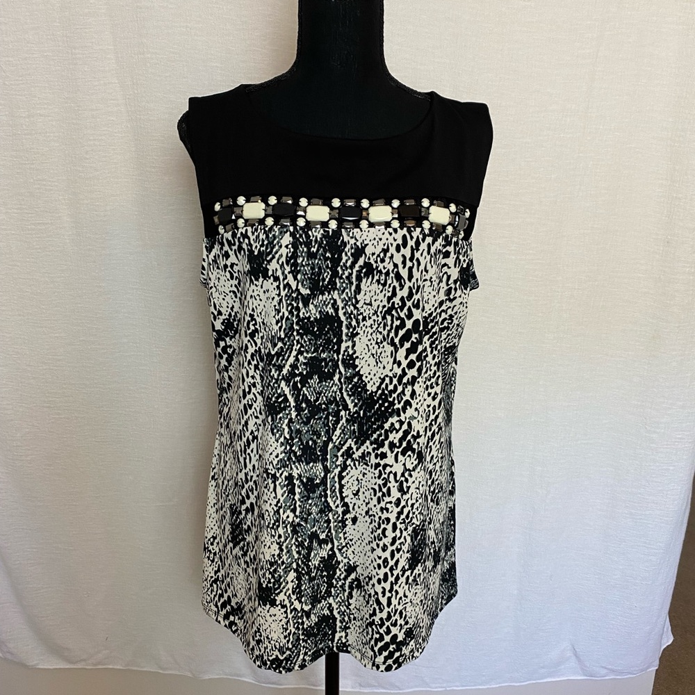 NWT Black and cream color top with embellishment